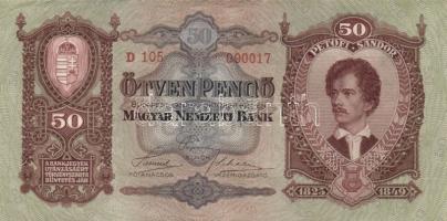 1932. 50P (2x) kétféle színű sorszámmal T:II+ + 1941. 20P (3x) kettő alacsony sorozatszámú T:II