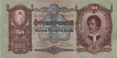 1932. 50P (2x) kétféle színű sorszámmal T:II+ + 1941. 20P (3x) kettő alacsony sorozatszámú T:II