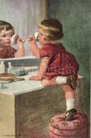 14 db háború előtti, jó minőségű Művész lap, lithokkal / 14 Art postcards