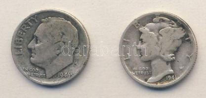 USA 1941. 1d Ag "Mercury" + 1946. 1d Ag "Roosevelt" T:2-/3 /
USA 1941. 1 Dime A...