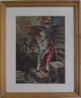 Gyerekeket ábrázoló gobelin keretben 31x39cm