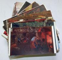 160 db nagyrészt megíratlan festménylap, közte több régi is / 160 mainly unused Art postcards