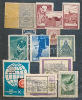 1909-1983 395 db (344 klf) magyar és külföldi levélzáró bélyeg, ívek, összefüggések is (segély, ünnepi, kiállítási) kis 8 lapos berakóban + dossziéban