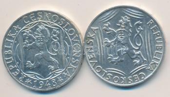 Csehszlovákia 1948. 100K Ag (2x) "Károly Egyetem évforduló" + "Függetlenség" T:2