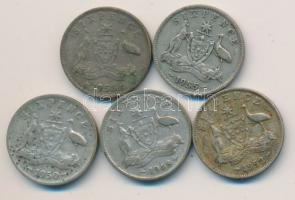 Ausztrália 1948-1958. Sixpence Ag (5x) klf évszámokkal! T:2-,3 /
Australia 1948-58. Sixpence Ag (5x...