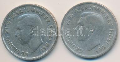 Ausztrália 1951-1952. 1Fl Ag (2x) T:2- / Australia 1951-52. 1 Florin Ag (2x) C:VF