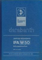 Javítási kézikönyv IFA W50 típusú tehergépkocsihoz részletes műszaki rajzokkal és adatokkal, a Veb IFA-Automobilwerke Ludwigsfelde kiadásában, szép állapotban