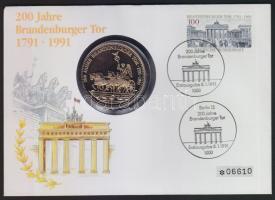 Németország 1991. "Brandenburgi kapu" Ffm bélyeges érmés borítékon elsőnapi bélyegzővel, hátoldali ismertetővel T:PP