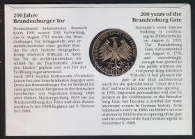 Németország 1991. "Brandenburgi kapu" Ffm bélyeges érmés borítékon elsőnapi bélyegzővel, h...
