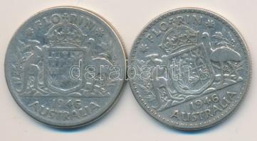 Ausztrália 1946. 1Fl Ag (2x) T:2- / Australia 1946. 1 Florin Ag (2x) C:VF