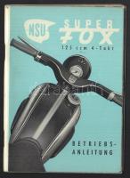 NSU Super Fox 125ccm 4-Takt típusú motorkerékpár használati útmutatója részletes műszaki rajzokkal és adatokkal, szép állapotban, német nyelven