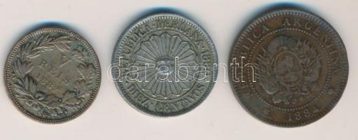 Argentína 1884. 1c + Peru 1880. 10c + Portugália 1882. 5R T:2-,3 /
Argentina 1884. 1 Centavo + Peru...