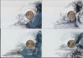 2001. 200Ft Mese sorozat: 4 klf "János Vitéz, Pál utcai fiúk, Toldi, Lúdas Matyi" érmés levelezőlapon sor T:BU