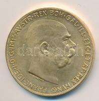 Ausztria 1915. 100K ffém aranyozva, feltehetőleg privát utánveret T:2 / Austria 1915. 100 corona gilded hite metal restrike C:XF