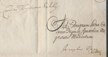 1781 Ex offo levél Galánthai gróf Esterházy Ferenc főkancellár aláírásával és kancellári szárazpecsé...