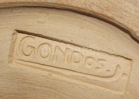 cca 1950 Gondos József (1909-1987): Tahiti lányt megformázott kerámia szobor 22cm-es magassággal, ta...