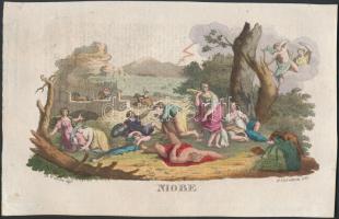 ~1820 Niobe színezett fametszet 15x23cm