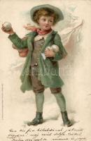 1899 Boy, snowball litho (small tear)