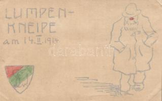 Lumpen-Kneipe hand-painted postcard (EK)