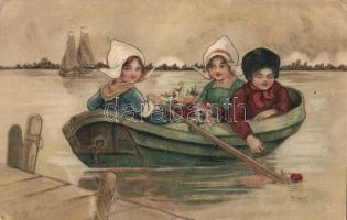 Dutch children, boat litho s: Florence Hardy