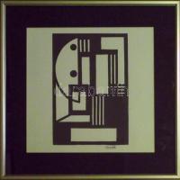 ~1960 Kassák Lajos szitanyomat, jelzett, keretben 40x40cm