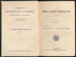 Bryce J.: A Római Szent Birodalom. Fordította: Balogh Ármin. Átnézte: Marczali Henrik. Bp., 1903. MTA. Hornyánszky ny. 503 p. Kiadói, aranyozott, zöld egészvászon sorozatkötésben