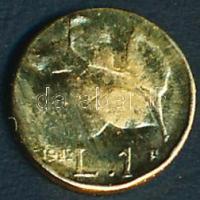 Olaszország 1946.(2006) 1L Au (0,3g) mini fantáziaveret (d=9mm) T:exPP(3)/ Italy 1946.(2006) 1 Lire Au (0,3g) mini fantasy restrike (d=9mm) C:exPP(F)