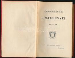 Endrődi Sándor költeményei 1867-1901. Singer és Wolfner. A költő arcképével díszített dombornyomott egészvászon kötésben