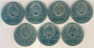 Oroszország 1977-1980. 1R (7x) 6klf variánssal, közte 1978. 1R (2x) "Kreml" római számozású óralap! T:1 /  Russia 1977-1980. 1 Rouble (7x) with 6 different types, and with 1978. 1 Rouble (2x) "Kremlin" clock on tower shows Roman numeral C:UNC