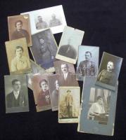 cca 1870-1900 14 db keményhátú fotó, benne katonaiak is vegyes minőségben / Mixed vintage photos with military