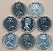 Man-sziget 1980. 1C (8x) 4 klf variáns pár (CuNi+Ag) "1980. Lake Placid Téli Olimpia" T:BU,1 /  Isle of Man 1980. 1 Crown (8x) 4 different type pairs (CuNi+Ag) "1980 Winter Olympics - Lake Placid" C:BU,UNC