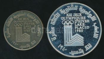 Libanon 1980. 1L + 10L Ag "XIII. Téli Olimpia / Lake Placid" T:PP / 
Lebanon 1980. 1 Livr...