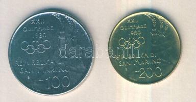 San Marino 1980. 100L + 200L "XXII. Nyári Olimpia" T:1 /  San Marino 1980. 100 Lire + 200 Lire "1980 Olympics" C:UNC