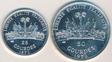 Haiti 1973. 25G Ag (csak 6430db!) + 50G Ag "Labdarúgó VB" T:PP / 
Haiti 1973. 25 Gourdes A...