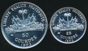 Haiti 1973. 25G Ag (csak 6430db!) + 50G Ag "Labdarúgó VB" T:PP / 
Haiti 1973. 25 Gourdes ...
