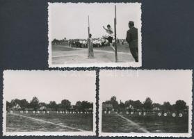 1939 Hajdúböszörmény Levente-sportverseny, 3 db fotó 9x7 cm