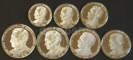 Jugoszlávia 1978. 100D-400D Ag (7x) komplett sorozat "Mediterrán Játékok / Split" T:PP /  Yugoslavia 1978. 100 Dinara - 400 Dinara Ag (7x) complet set "8th Mediterranean Games at Split" C:PP