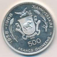 Guinea 1969. 500Fr Ag "XX. Nyári Olimpia" T:PP csak 7200db! / 
Guinea 1969. 500 Francs Ag...