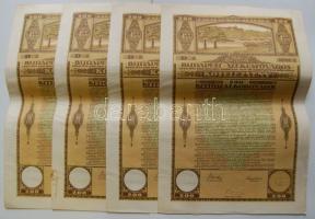 1920. 4db "Budapest Székesfőváros" kötelezvénye 200K-ról szelvényekkel magyar és német nyelven.