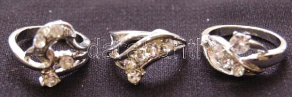 3 db női ezüst (Ag) gyűrű cirkóniákkal díszítve 19,61gr