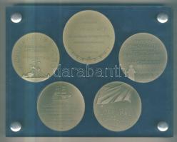 szovjetunió 1972. 5db különböző porcelán emlékplakett plasztik foglalatban Leningrád történelme uralkodóval, épületekkel, hajóval t:1/ Soviet Union 1972. 5 different porcelain plaquette in plastic holder,history of Leningrad with ruler, buildings, and ships C:Unc