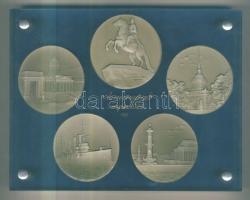 szovjetunió 1972. 5db különböző porcelán emlékplakett plasztik foglalatban Leningrád történelme ural...