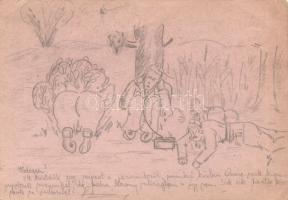 Military WWI hand-drawn postcard