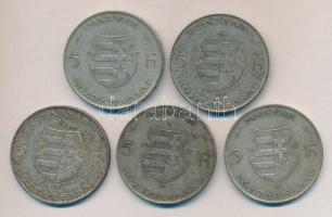 1947. 5Ft Ag "Kossuth" (5x) T:2-,3