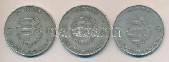 1947. 5Ft Ag "Kossuth" (3x) T:2-,3