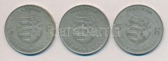1947. 5Ft Ag "Kossuth" (3x) T:3 ph.