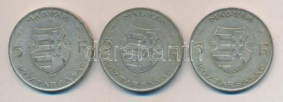 1947. 5Ft Ag "Kossuth" (3x) T:2-,3 ph.