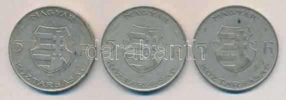 1947. 5Ft Ag "Kossuth" (3x) T:2-,3 ph.
