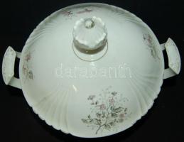 Kézzel festett virágokkal díszített dekoratív porcelán leveses tál / Chinaware soup bowl 25cm