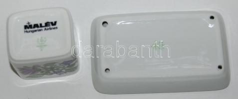Hollóházi jelzett porcelán hamutál és gyufatartó /Hollóházi chinaware ashtray and match-holder